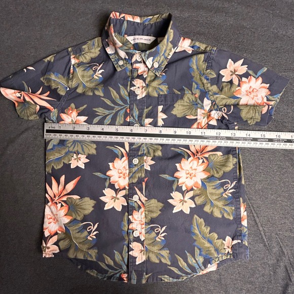 Janie and Jack Boys Floral Print Short Sleeve Button Down Shirt Size 4 - Picture 5 of 6